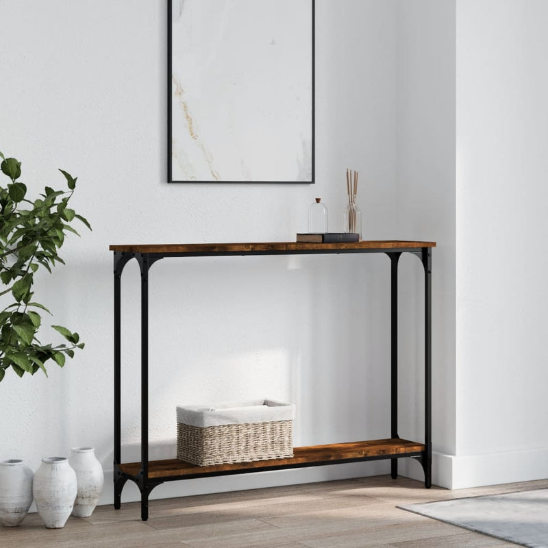 Wandtafel 100x22,5x75 cm bewerkt hout gerookt eikenkleurig MeubelReus