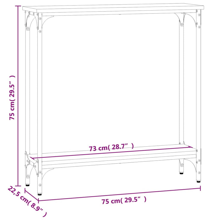 Wandtafel 75x22,5x75 cm bewerkt hout gerookt eikenkleurig MeubelReus