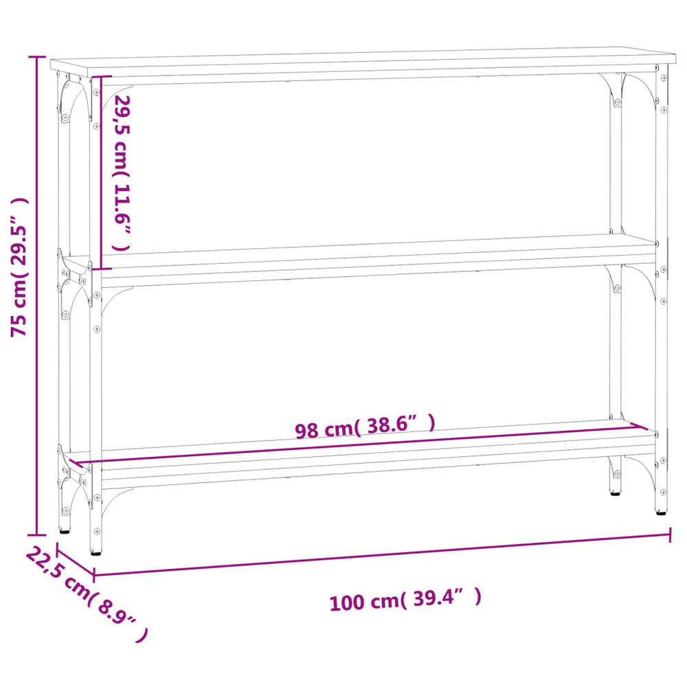 Wandtafel 100x22,5x75 cm bewerkt hout zwart MeubelReus