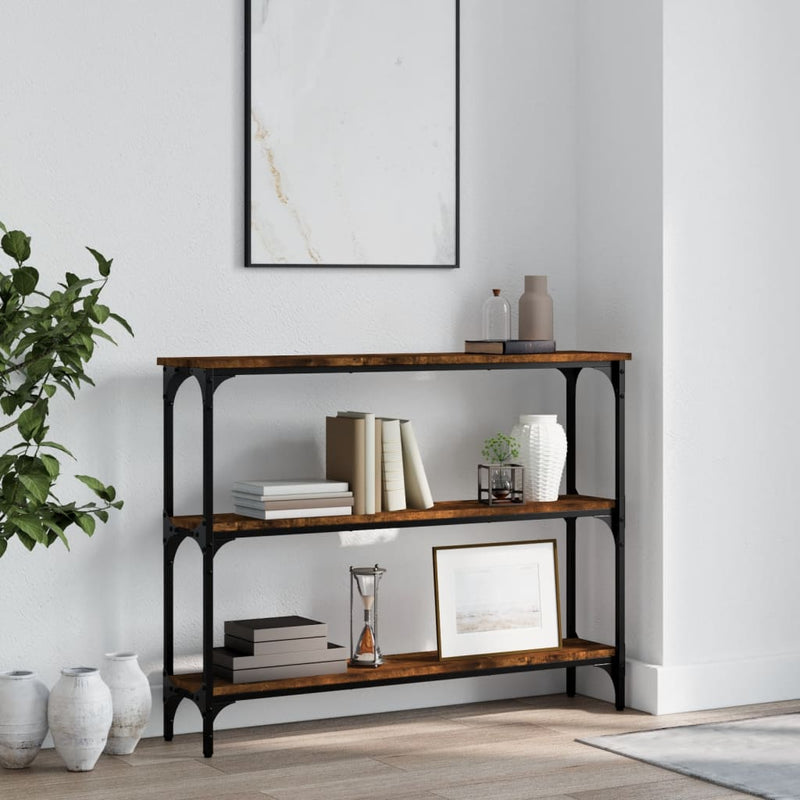 Wandtafel 100x22,5x75 cm bewerkt hout gerookt eikenkleurig MeubelReus