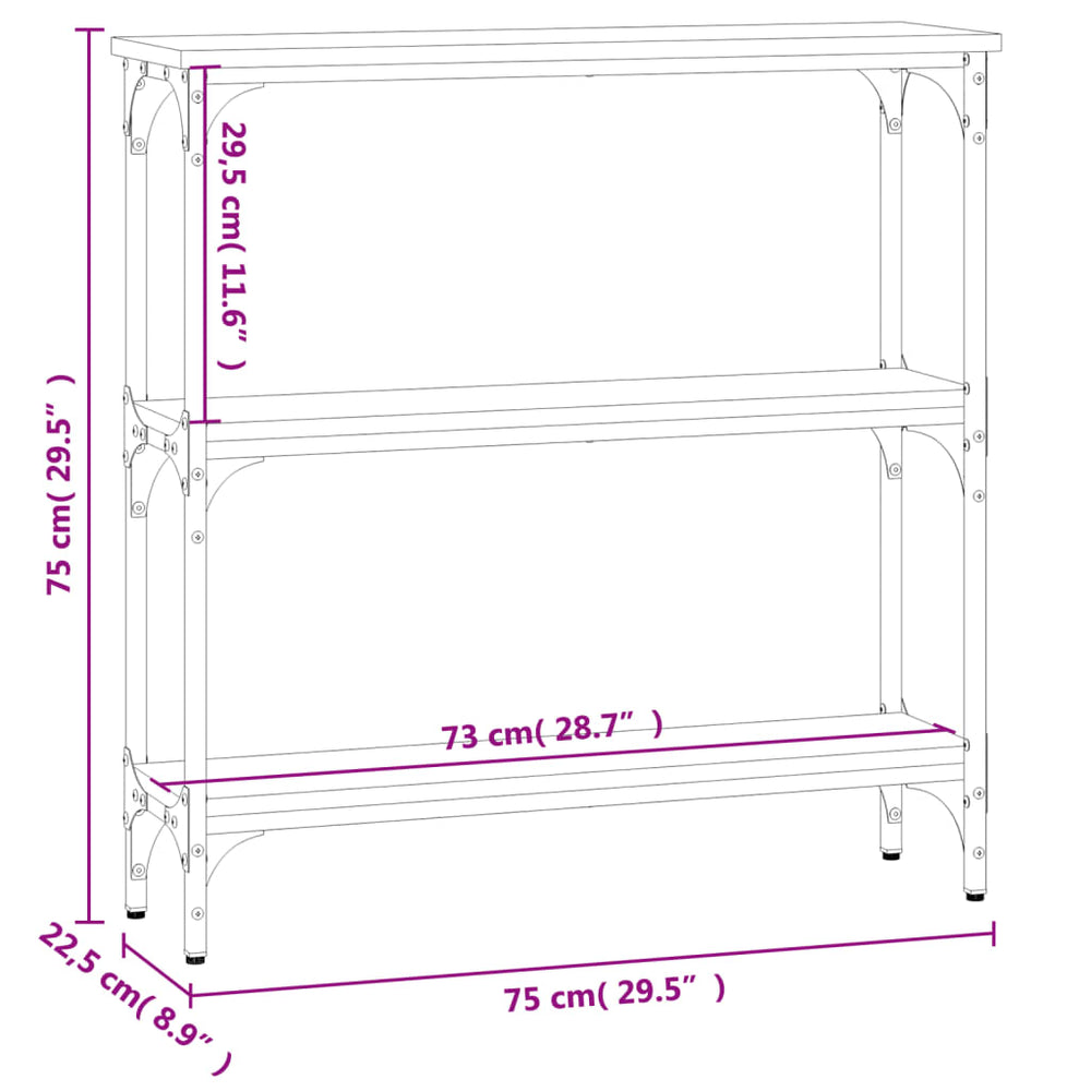 Wandtafel 75x22,5x75 cm bewerkt hout zwart MeubelReus