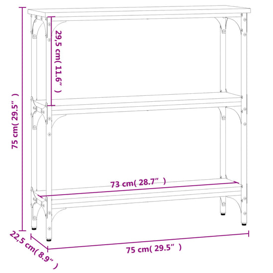 Wandtafel 75x22,5x75 cm bewerkt hout zwart MeubelReus