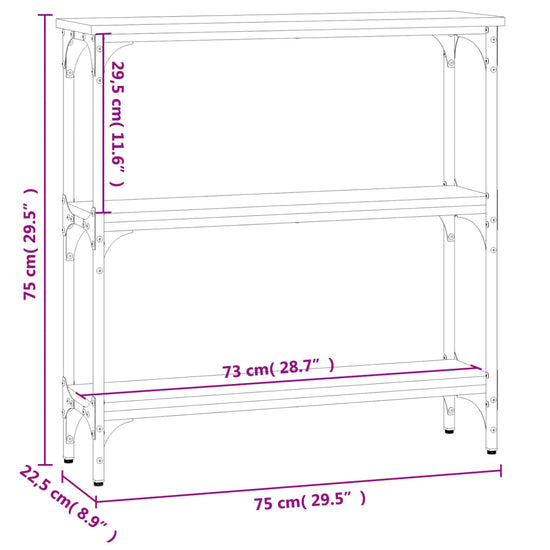 Wandtafel 75x22,5x75 cm bewerkt hout gerookt eikenkleurig MeubelReus