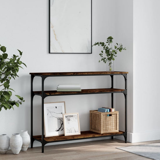Wandtafel 100x29x75 cm bewerkt hout gerookt eikenkleurig MeubelReus