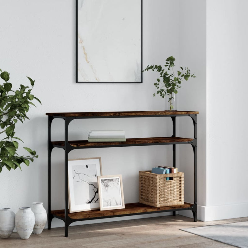 Wandtafel 100x29x75 cm bewerkt hout gerookt eikenkleurig MeubelReus