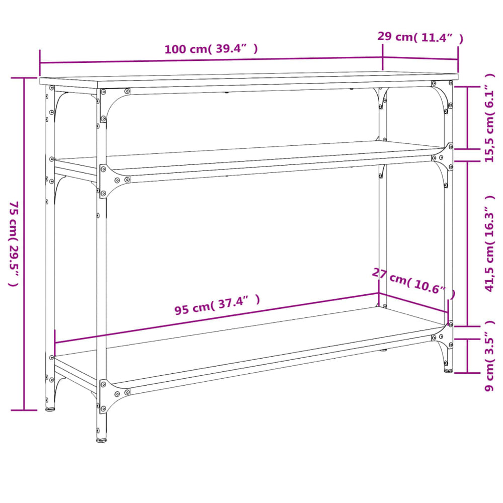 Wandtafel 100x29x75 cm bewerkt hout bruin eikenkleur MeubelReus