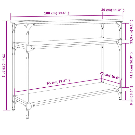 Wandtafel 100x29x75 cm bewerkt hout bruin eikenkleur MeubelReus