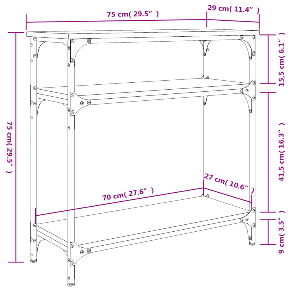 Wandtafel 75x29x75 cm bewerkt hout gerookt eikenkleurig MeubelReus