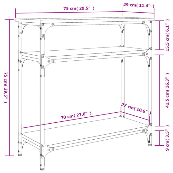 Wandtafel 75x29x75 cm bewerkt hout bruin eikenkleur MeubelReus