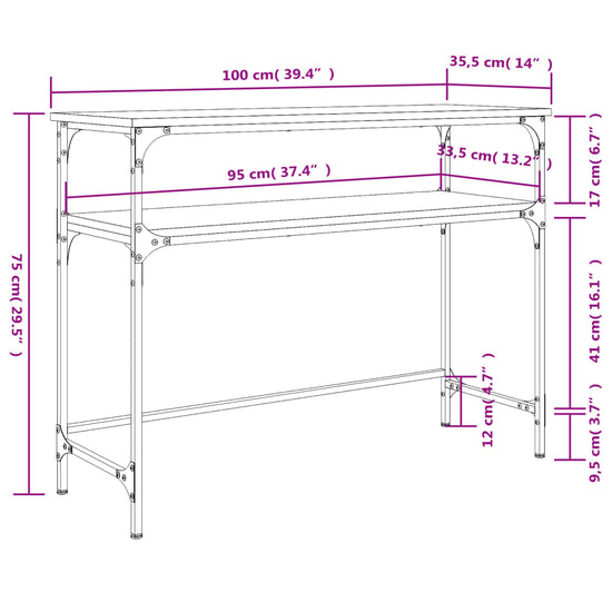 Wandtafel 100x35,5x75 cm bewerkt hout gerookt eikenkleurig MeubelReus