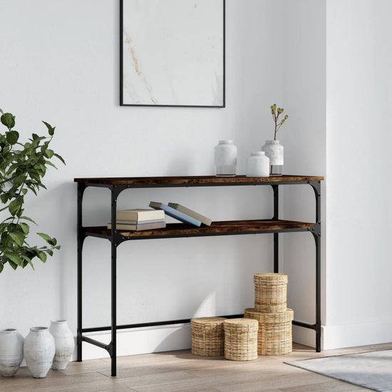Wandtafel 100x35,5x75 cm bewerkt hout gerookt eikenkleurig MeubelReus
