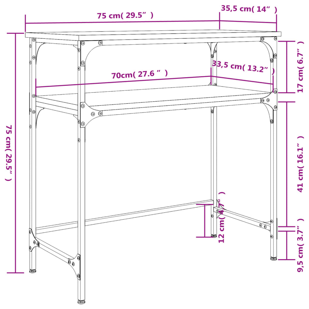 Wandtafel 75x35,5x75 cm bewerkt hout zwart MeubelReus