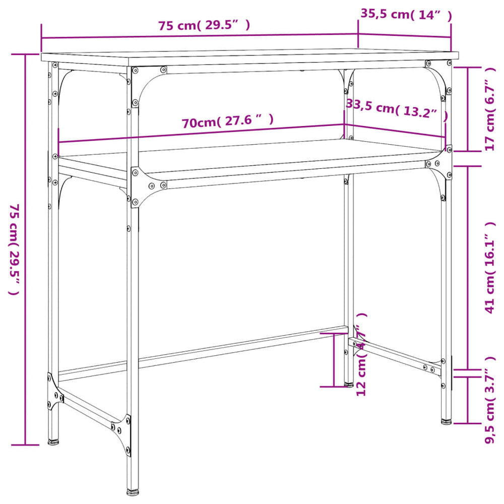 Wandtafel 75x35,5x75 cm bewerkt hout gerookt eikenkleurig MeubelReus
