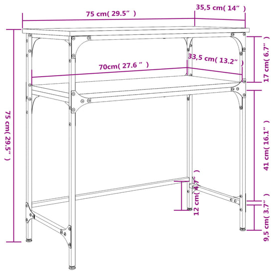 Wandtafel 75x35,5x75 cm bewerkt hout grijs sonoma eikenkleurig MeubelReus