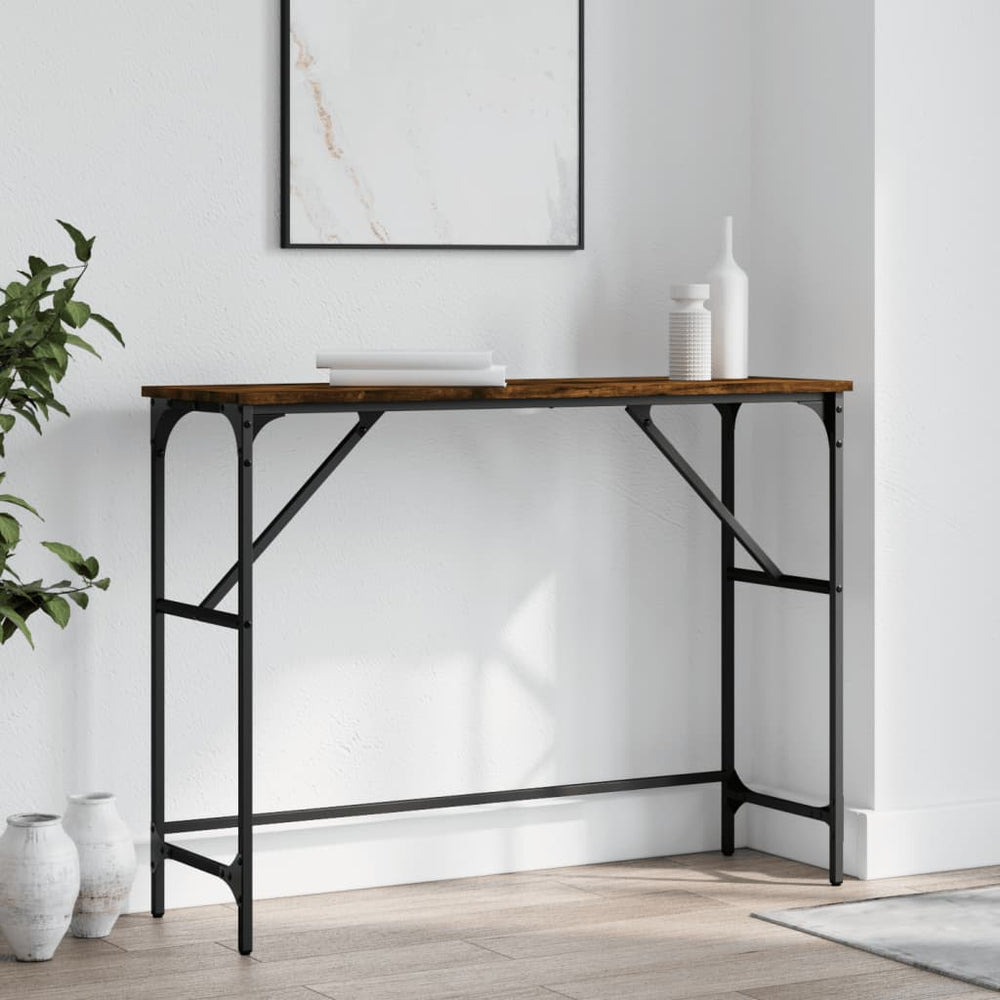 Wandtafel 100x32x75 cm bewerkt hout gerookt eikenkleurig MeubelReus