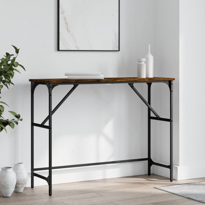 Wandtafel 100x32x75 cm bewerkt hout gerookt eikenkleurig MeubelReus