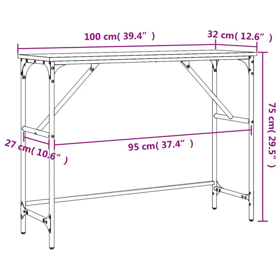 Wandtafel 100x32x75 cm bewerkt hout bruin eikenkleur MeubelReus