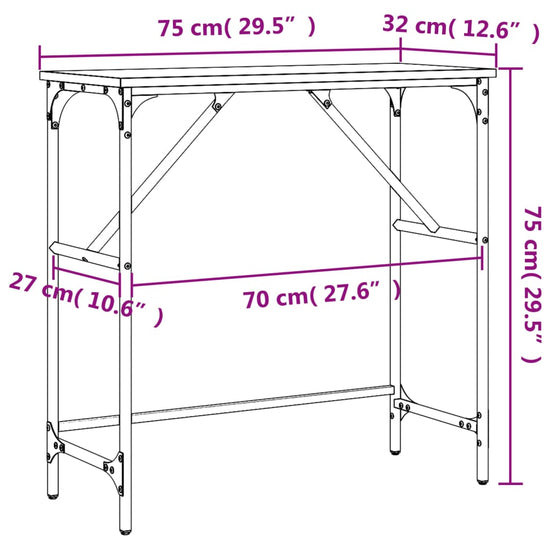 Wandtafel 75x32x75 cm bewerkt hout zwart MeubelReus