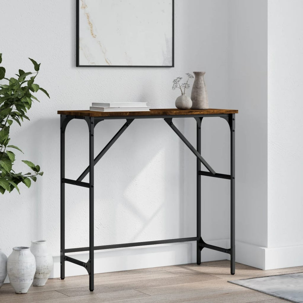 Wandtafel 75x32x75 cm bewerkt hout gerookt eikenkleurig MeubelReus