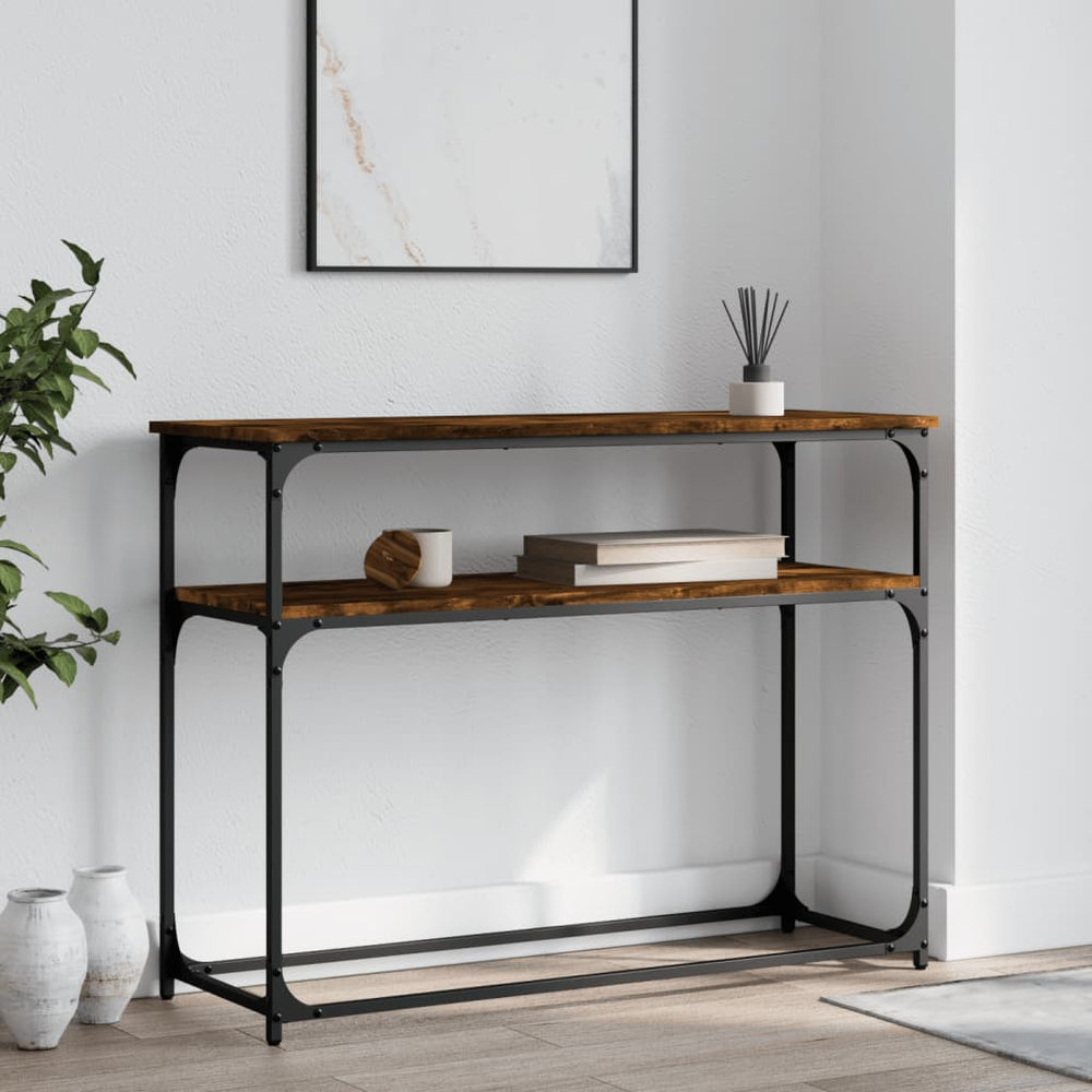 Wandtafel 100x35,5x75 cm bewerkt hout gerookt eikenkleurig MeubelReus