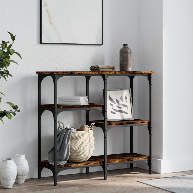 Wandtafel 80x29x75 cm bewerkt hout gerookt eikenkleurig MeubelReus