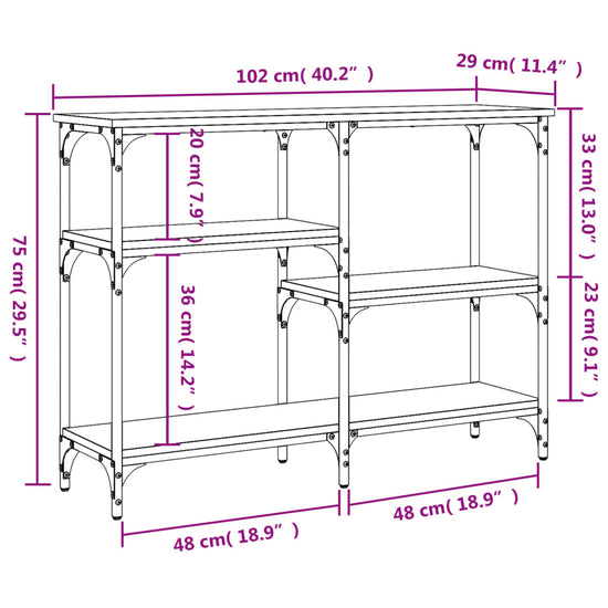 Wandtafel 102x29x75 cm bewerkt hout zwart MeubelReus