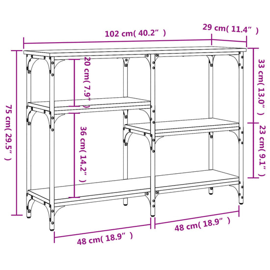 Wandtafel 102x29x75 cm bewerkt hout bruin eikenkleur MeubelReus
