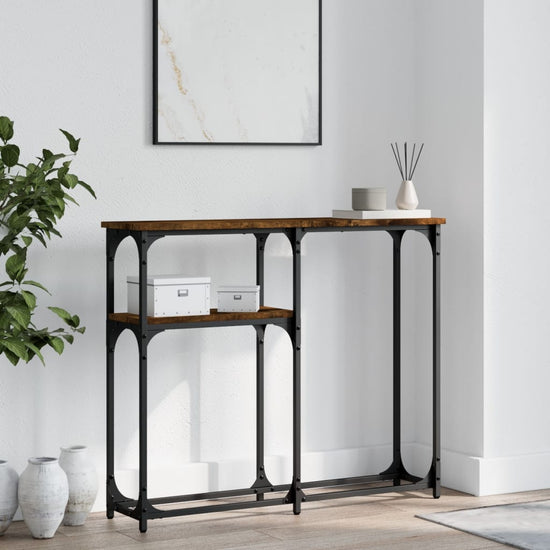 Wandtafel 90x22,5x75 cm bewerkt hout gerookt eikenkleurig MeubelReus