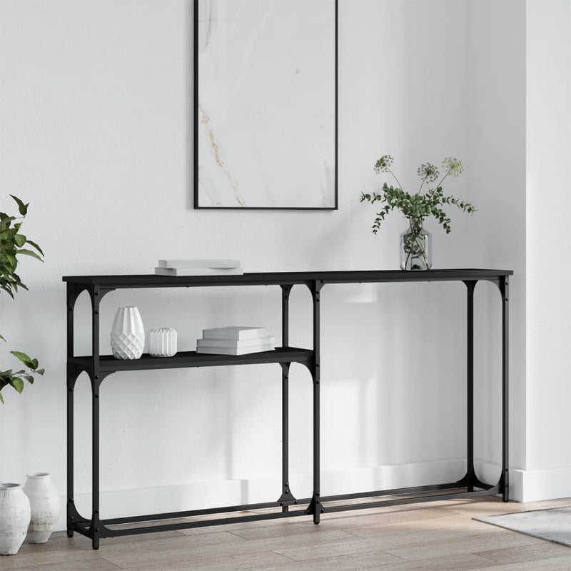 Wandtafel 145x22,5x75 cm bewerkt hout zwart MeubelReus
