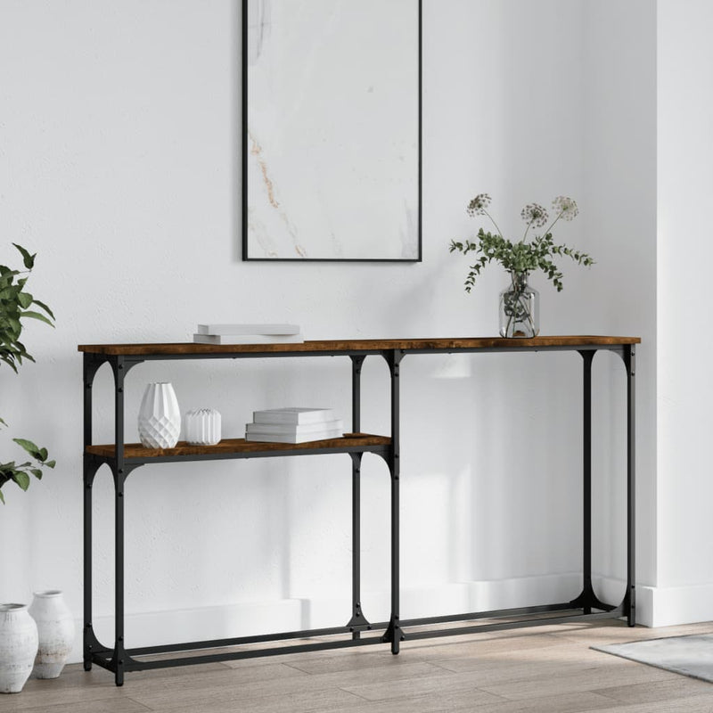 Wandtafel 145x22,5x75 cm bewerkt hout gerookt eikenkleurig MeubelReus