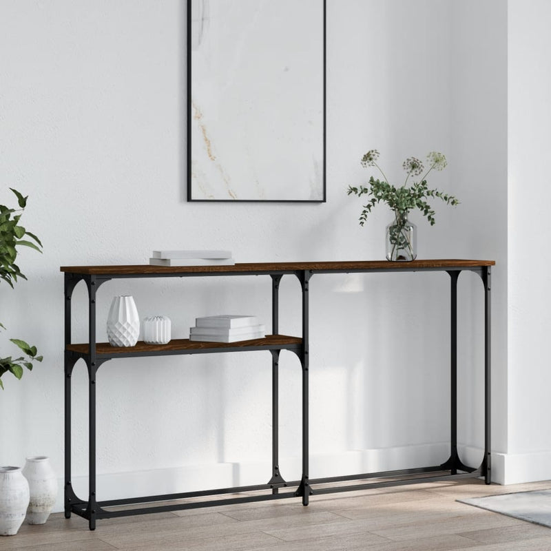 Wandtafel 145x22,5x75 cm bewerkt hout bruin eikenkleur MeubelReus