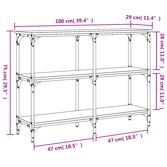 Wandtafel 100x29x75 cm bewerkt hout zwart MeubelReus
