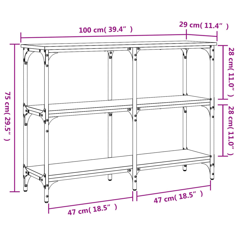 Wandtafel 100x29x75 cm bewerkt hout gerookt eikenkleurig MeubelReus