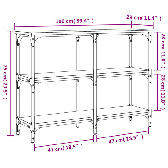 Wandtafel 100x29x75 cm bewerkt hout gerookt eikenkleurig MeubelReus