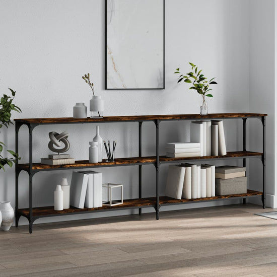 Wandtafel 200x29x75 cm bewerkt hout gerookt eikenkleurig MeubelReus