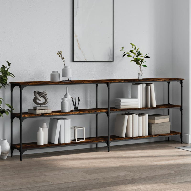 Wandtafel 200x29x75 cm bewerkt hout gerookt eikenkleurig MeubelReus