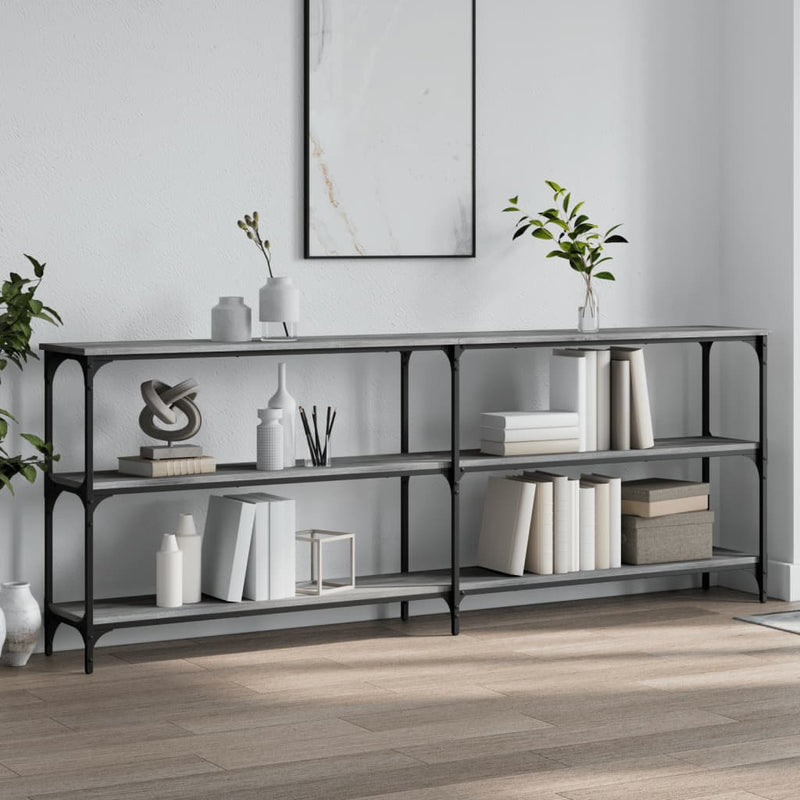 Wandtafel 200x29x75 cm bewerkt hout grijs sonoma eikenkleurig MeubelReus