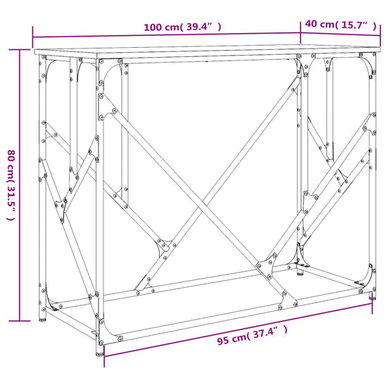 Wandtafel 100x40x80 cm bewerkt hout gerookt eikenkleurig MeubelReus