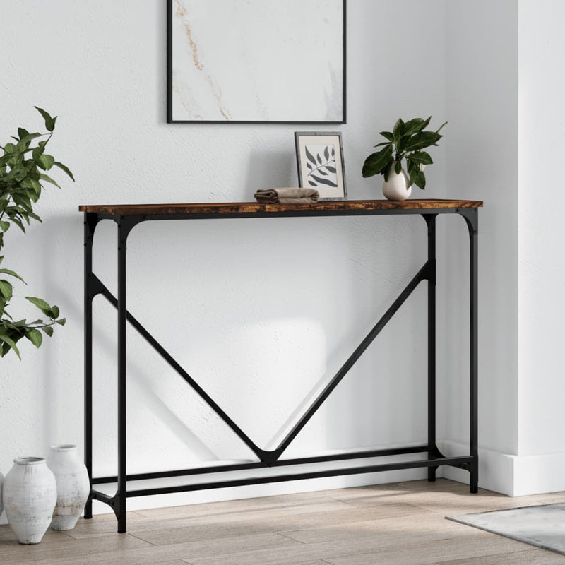 Wandtafel 102x22,5x75 cm bewerkt hout gerookt eikenkleurig MeubelReus