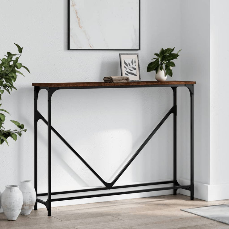 Wandtafel 102x22,5x75 cm bewerkt hout bruin eikenkleur MeubelReus
