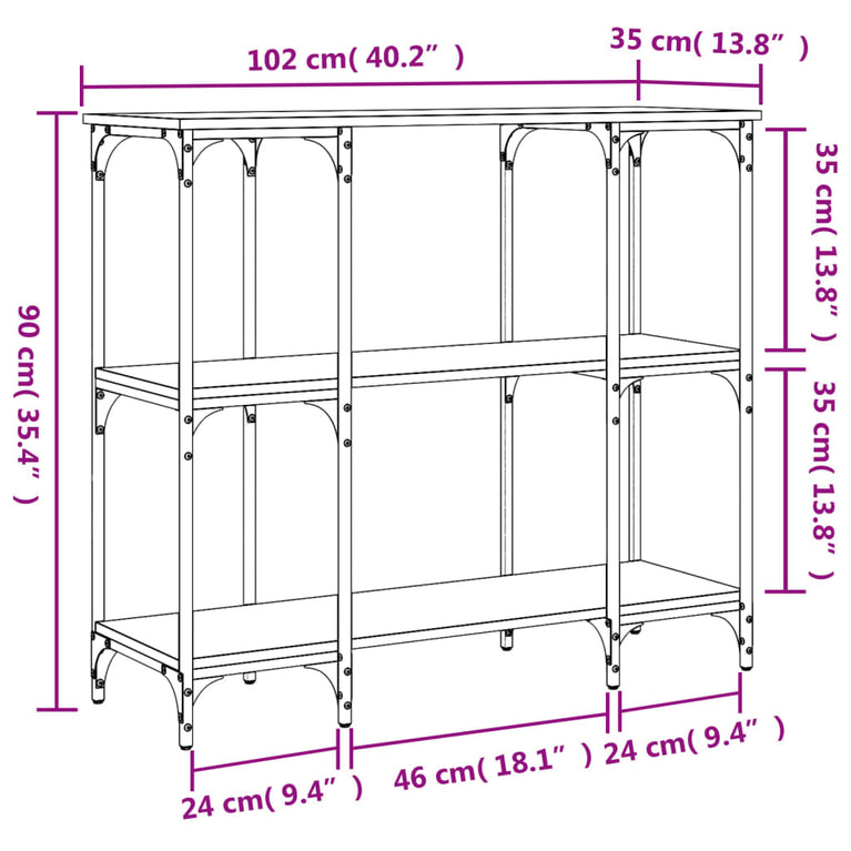 Wandtafel 102x35x90 cm bewerkt hout zwart MeubelReus