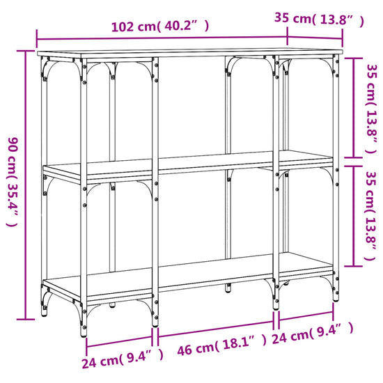 Wandtafel 102x35x90 cm bewerkt hout sonoma eikenkleurig MeubelReus