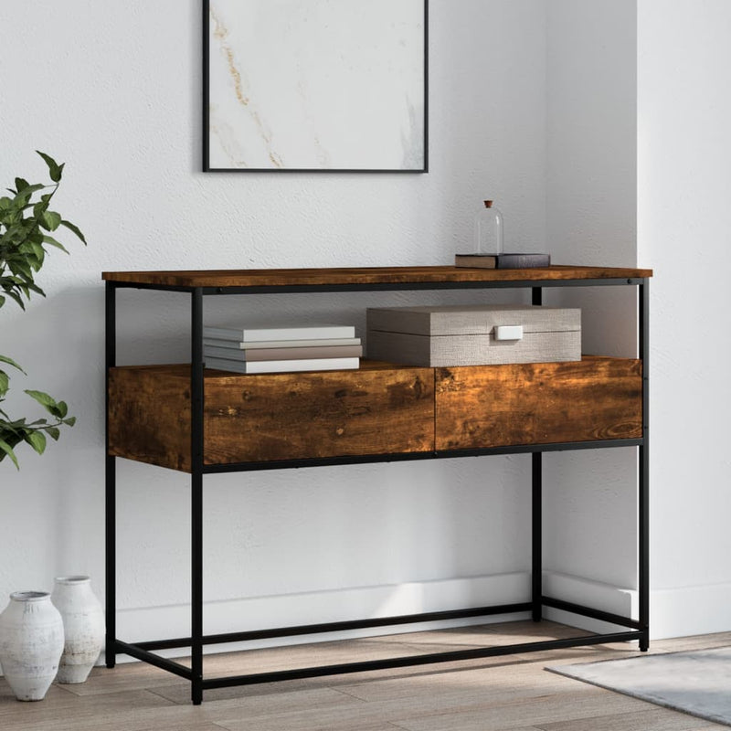 Wandtafel 100x40x75 cm bewerkt hout gerookt eikenkleurig MeubelReus