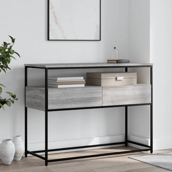 Wandtafel 100x40x75 cm bewerkt hout grijs sonoma eikenkleurig MeubelReus