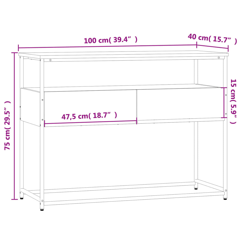 Wandtafel 100x40x75 cm bewerkt hout bruin eikenkleur MeubelReus
