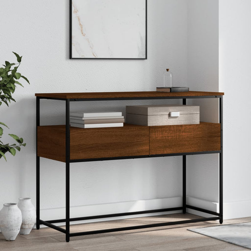 Wandtafel 100x40x75 cm bewerkt hout bruin eikenkleur MeubelReus