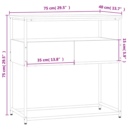 Wandtafel 75x40x75 cm bewerkt hout bruin eikenkleur MeubelReus
