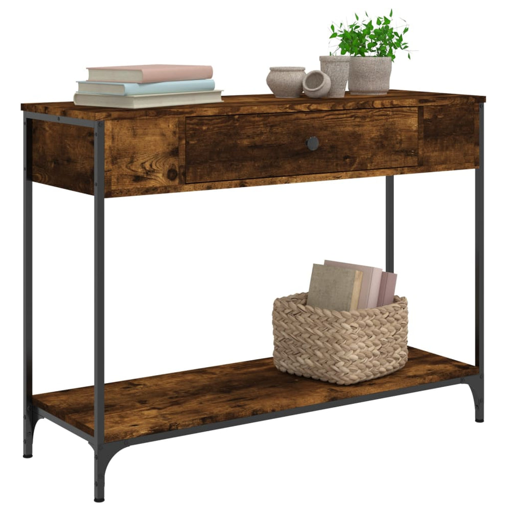 Wandtafel 100x34,5x75 cm bewerkt hout gerookt eikenkleurig MeubelReus