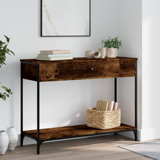 Wandtafel 100x34,5x75 cm bewerkt hout gerookt eikenkleurig MeubelReus