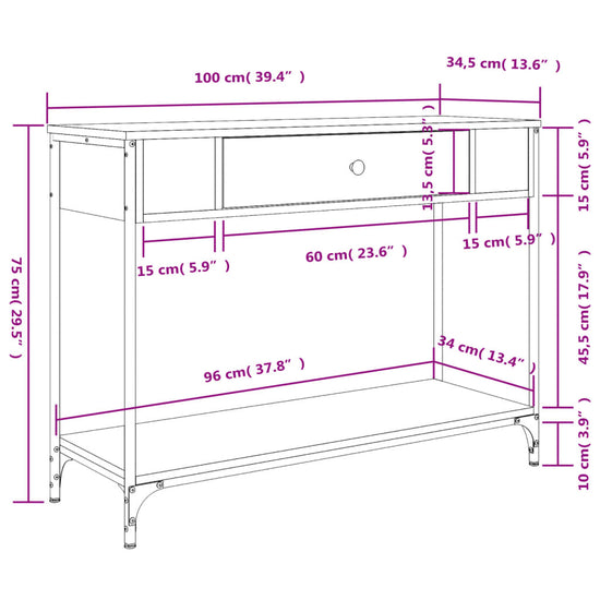 Wandtafel 100x34,5x75 cm bewerkt hout grijs sonoma eikenkleurig MeubelReus